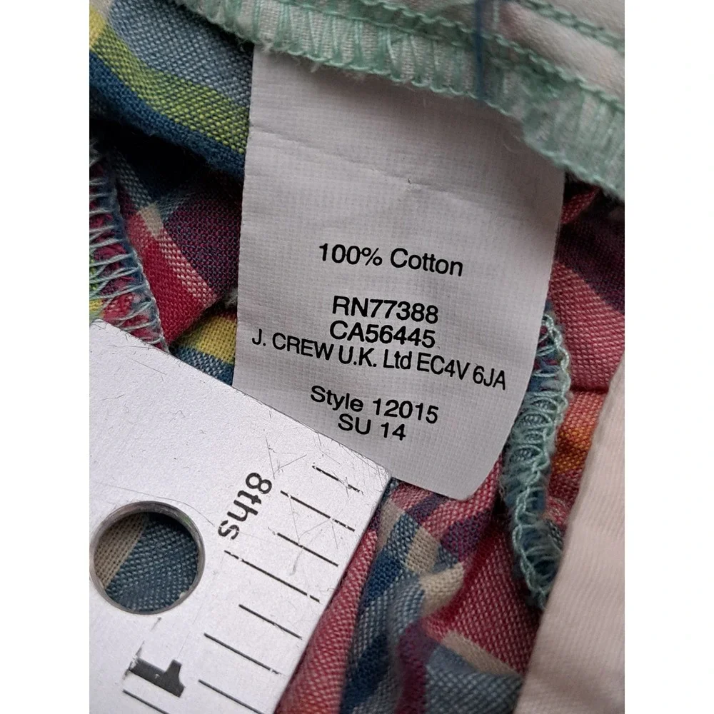J. Crew Womens Multi-Color Plaid Cotton Shorts 2014 Summer Madras Size 4